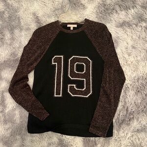 Michael Kors Collection Women’s Sweater with Metallic Brown Raglan Sleeves